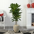 thumbnail image 6 of Nearly Natural Plastic 4' Dracaena Artificial Plant in Sand Colored Planter, Green, 6 of 8