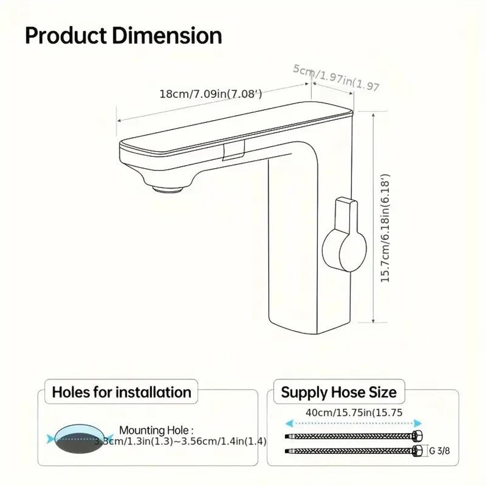 Touchless Bathroom Sink Faucet Automatic Motion Sensor Vanity Faucet Single Hole White&Chrome