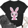 thumbnail image 4 of Mifsaly Easter tops for Women Short Sleeve Crewneck Cotton T-Shirts Bunny with Pink Heart Glasses and Bow Graphic Lightweight Breathable Versatile Summer Tees S, 4 of 6