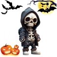 thumbnail image 3 of Halloween Decorations Skull Figurines, Gothic Skeletons Small Figurine Statue, Resin Crafts Cute Skull Ornament Memorial, Halloween Skull Gifts, 3 of 5