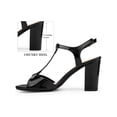 thumbnail image 2 of BLISSFUL STEP Open Toe T-Strap Block Heel Sandals for Women Black (Size 9.5), 2 of 7