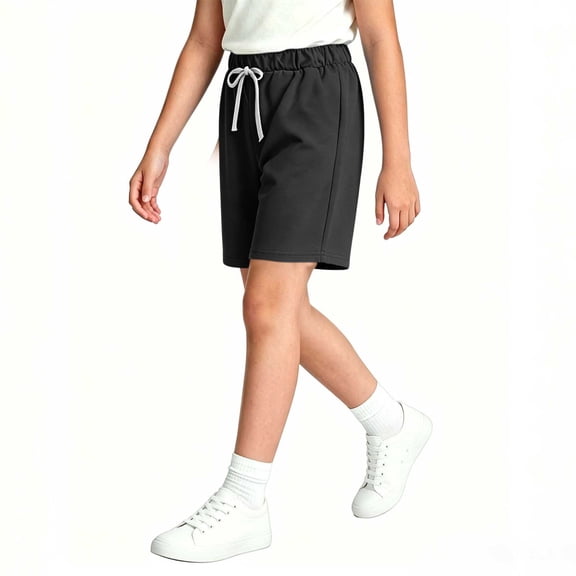 LLYWEY Girls Bermuda Shorts, Boys Knee Length Shorts, Kids Casual Summer Solid Elastic Waist Straight Leg Shorts with Pockets 3-4 Years