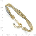 thumbnail image 3 of 14K Two-tone Dia-cut and Textured Braided with Safety Chain Bangle, 3 of 4
