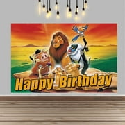 Happy Birthday The Lion King Anime Cartoon Theme Backdrops Banner Birthday Party Decor Supplies,5.9x3.6ft