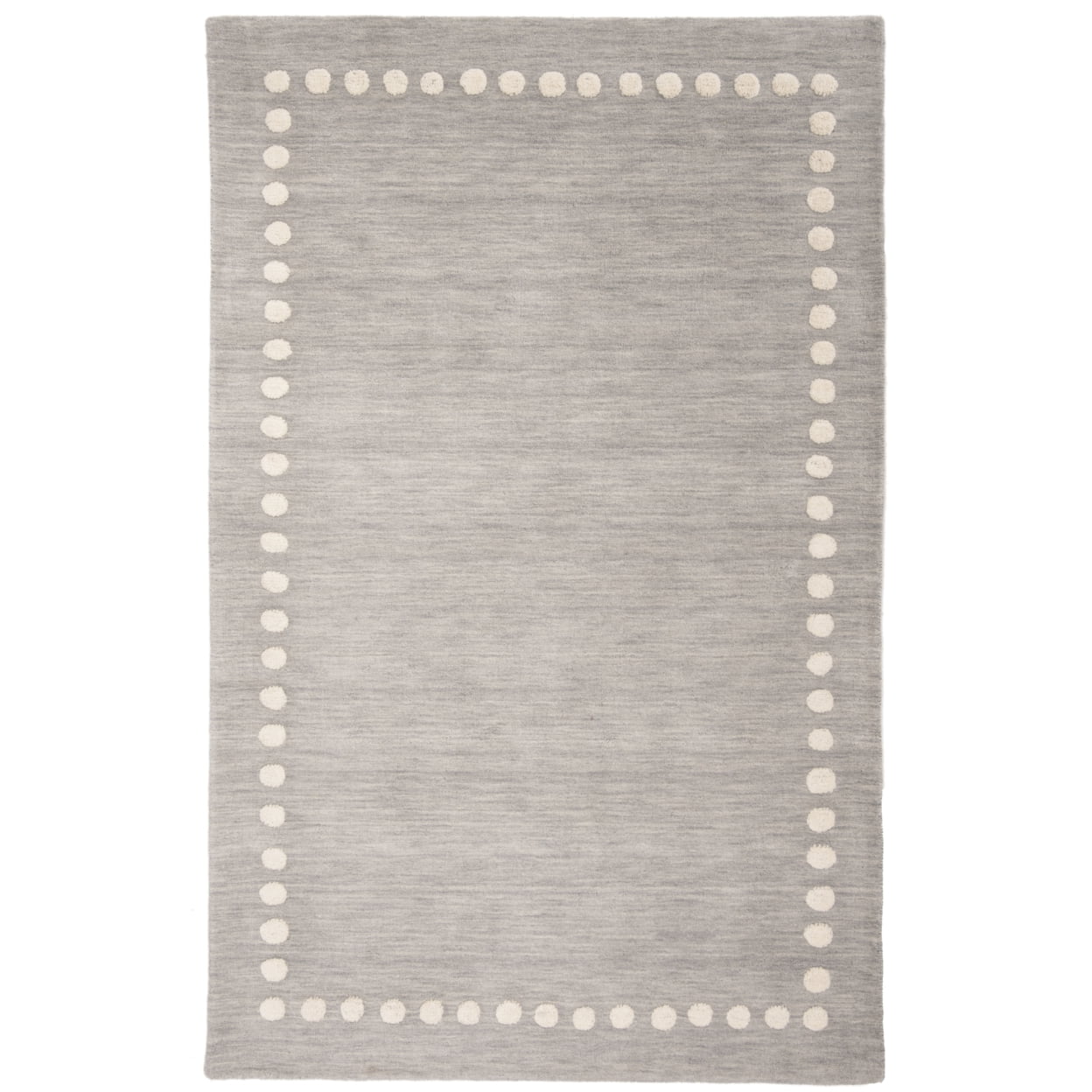SAFAVIEH Kids Dotted Border Area Rug, Grey, 7' x 7' Round