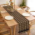 thumbnail image 3 of Brown Black Plaid Table Runner - 108 Inch Long, Kitchen Dining Table Runner Dresser Scarves, Vintage Rustic Star Buffalo Check Farmhouse Decor for Coffee Tables Wedding Party Banquet, 3 of 8
