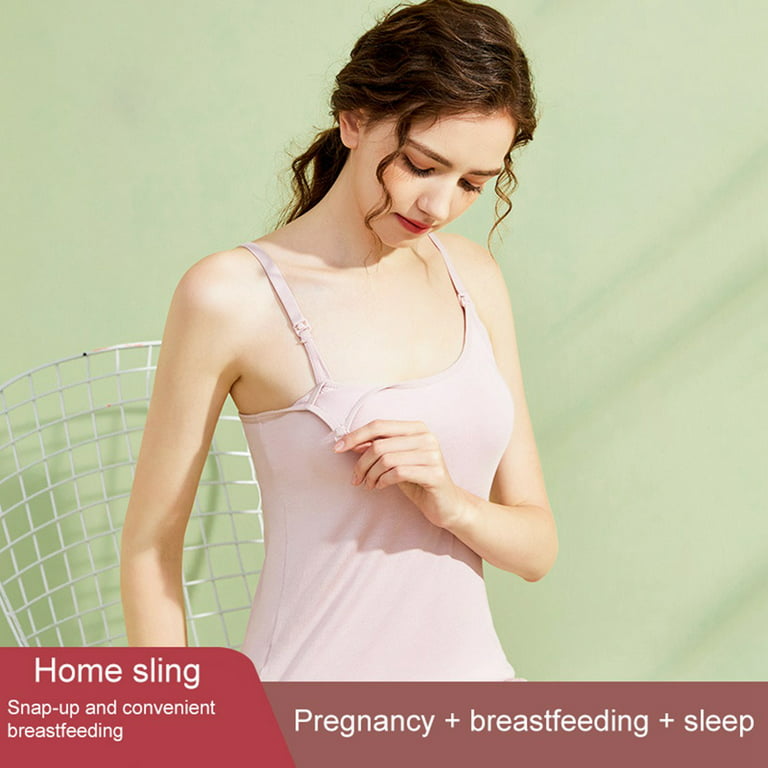 Womens Nursing Maternity Cami (Built in Bra) Sleep Bra for Breastfeeding 