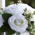 thumbnail image 4 of Enova Home 9 Heads Artificial Silk Rose Flowers in Clear Cube Glass Vase with Faux Water (White), 4 of 4