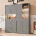 thumbnail image 1 of Lit Escamotable Mural Format Simple avec Armoire Supérieure, Étagères, Lit Pliable Gain de Place avec Lumière et USB, Gris, 1 of 7
