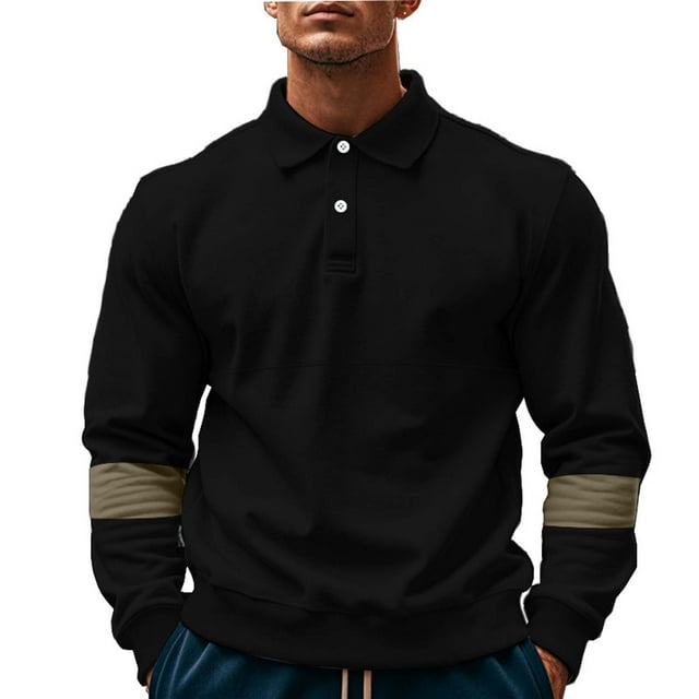 pstuiky Camisas casuales de manga larga para hombre, Top de manga larga con cuello y hebilla para hombre camisetas de hombre xxl