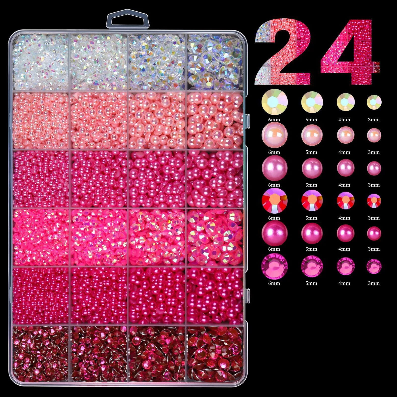 ZTTD 10000Pcs Flatback Pearls with Glue Kit for Bedazzling Crafts Crafting Shoes Nail Art Decoration, Mixed Sizes 3mm 4mm 5mm 6mm Half Round Flat Back Pearls Beads Set