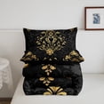 thumbnail image 4 of Manfei Gold Baroque Damask Bedding Sets Toddler with Comforter, Hippie Flower Floral Duvet Insert, Vintage Victorian Comforter Sets Toddler Size, Breathable Bedroom Decorative, 2pcs Reversible, 4 of 6