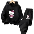 thumbnail image 5 of Conjunto de sudadera con capucha Kawaii Hello Kitty para niños, chándal informal divertido, sudadera con capucha Kuromi para niños, pantalones largos, conjuntos de 2 piezas, suéter para niños, ropa, 5 of 5