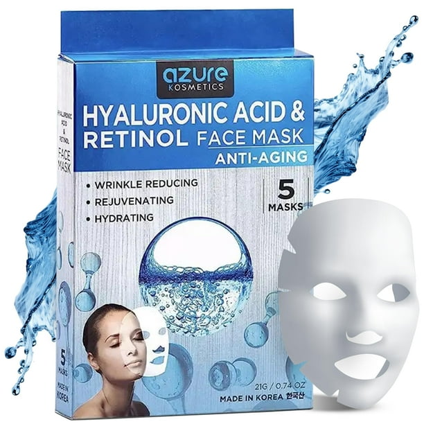 Mascarilla facial Azure Cosmetics con ácido hialurónico y retinol antienvejecimiento