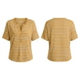 thumbnail image 4 of Women's V-Neck T-shirts Zaewscy Women's Striped V-Neck Button Loose Casual Summer Short-Sleeve T-Shirt, 4 of 8