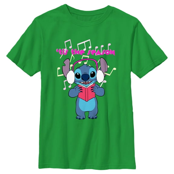 Boy's Lilo & Stitch Tis the Season  Graphic Tee Kelly Green Small