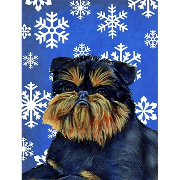 11 x 15 in. Brussels Griffon Winter Snowflakes Holiday Garden Size Flag