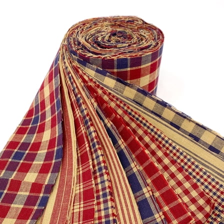 American Heritage Red Blue Homespun Plaid Cotton Fabric 22 pc 2.5" X 44" Precut Roll (Jelly Roll) by JCS