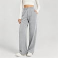 thumbnail image 2 of ZHYou No Boundarie Straight Leg Sweatpants for Women Drawstring Elastic High Waist Loose Fit Trousers with Pockets,Gray,Size M, 2 of 6