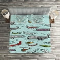 thumbnail image 2 of Ambesonne Aviation Quilted Coverlet 3 Pcs, Airplanes Helicopters, King Size, Multicolor, 2 of 3