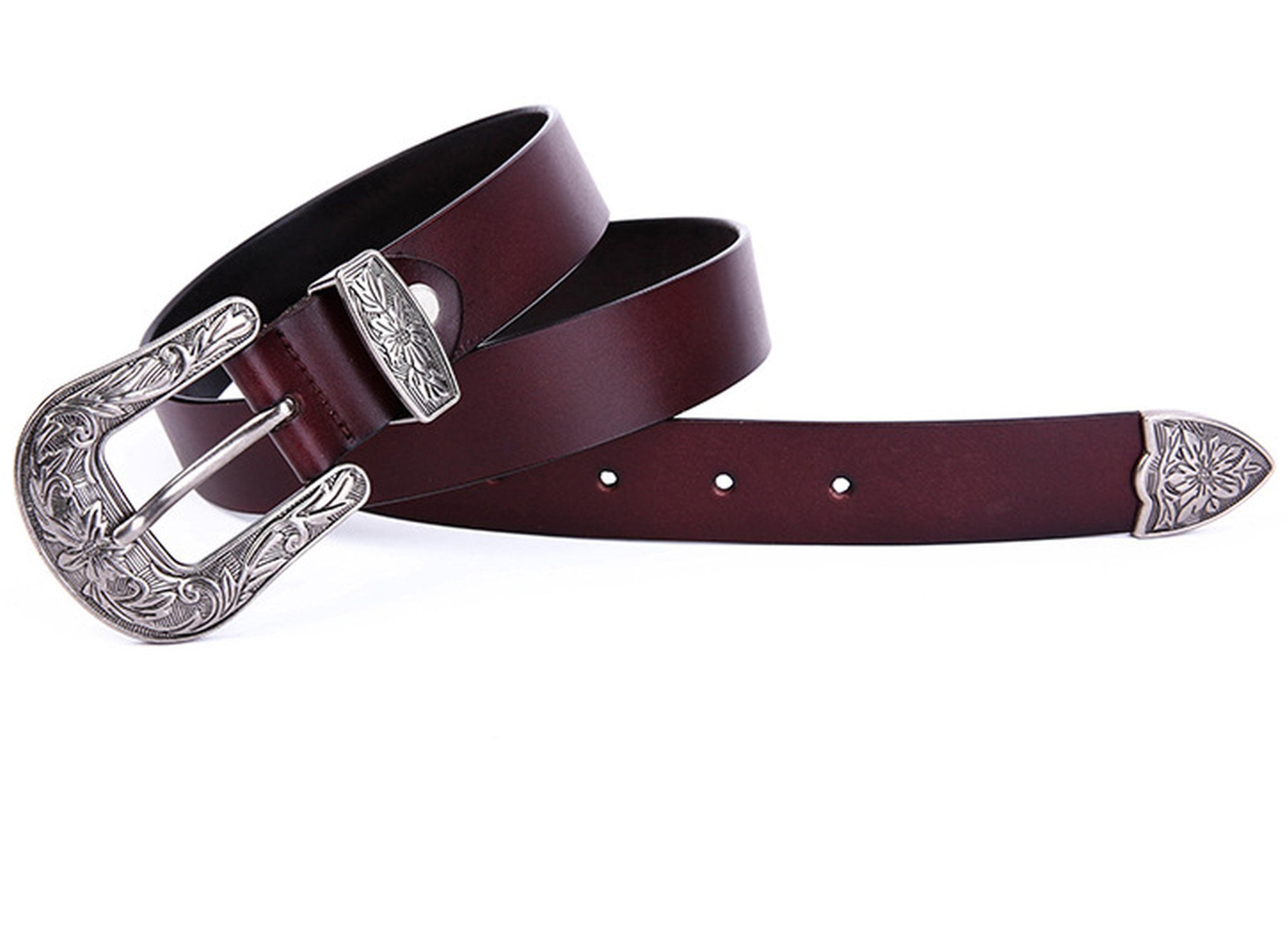 Fashion Ladies Belt Leather Glitter Stones Vintage Buckle Denim Heart Shape Belt 