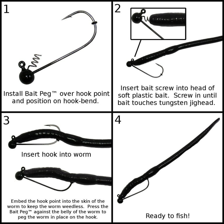 Harmony Fishing - Tungsten Shakeyhead Jigs [Pack of 5 w/ 10 Bait Pegs] shaky  head jig hooks for bass fishing 
