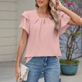 thumbnail image 3 of Round-neck, fly-sleeved chiffon T-shirt, 3 of 10