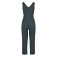 thumbnail image 4 of SELONE Jumpsuits for Women Dressy Summer Long Pant Sleeveless Ladies Travel Comfortable 2023 Vacation Womens Jumpers and Rompers Casual Bandage Solid Color Waist Cropped Pants +with Belt Dark Gray M, 4 of 8