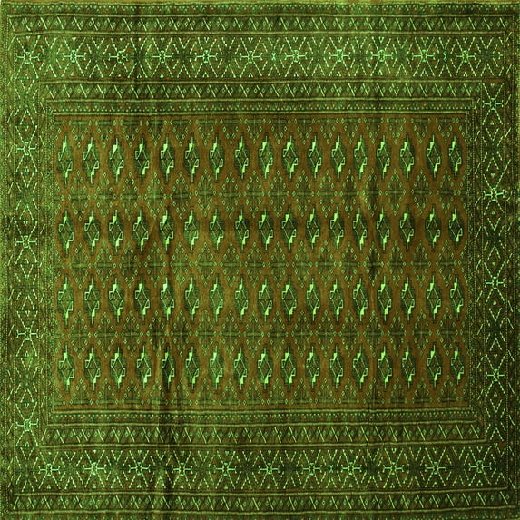 Ahgly Company Indoor Square Southwestern Green Country Area Rugs, 5' Square