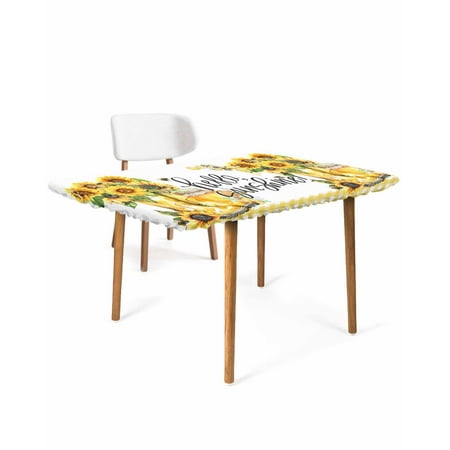 

Sunshine Sunflower Elastic Fitted Tablecloth Waterproof Table Cover Wipeable Table Cloth Protector for Outdoor Indoor Picnic Party Universal Rectangle 5ft Hello Spring Summer Boot Yellow Plaid