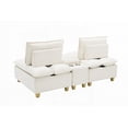thumbnail image 6 of Modern Minimalist Flannel Sofa 74-inch with Storage & Cup Holders, 6 of 8