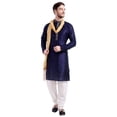 thumbnail image 3 of Indian Clothing Men's Kurta Pajama with Scarf Wedding Party Dress (Blue, M), 3 of 6