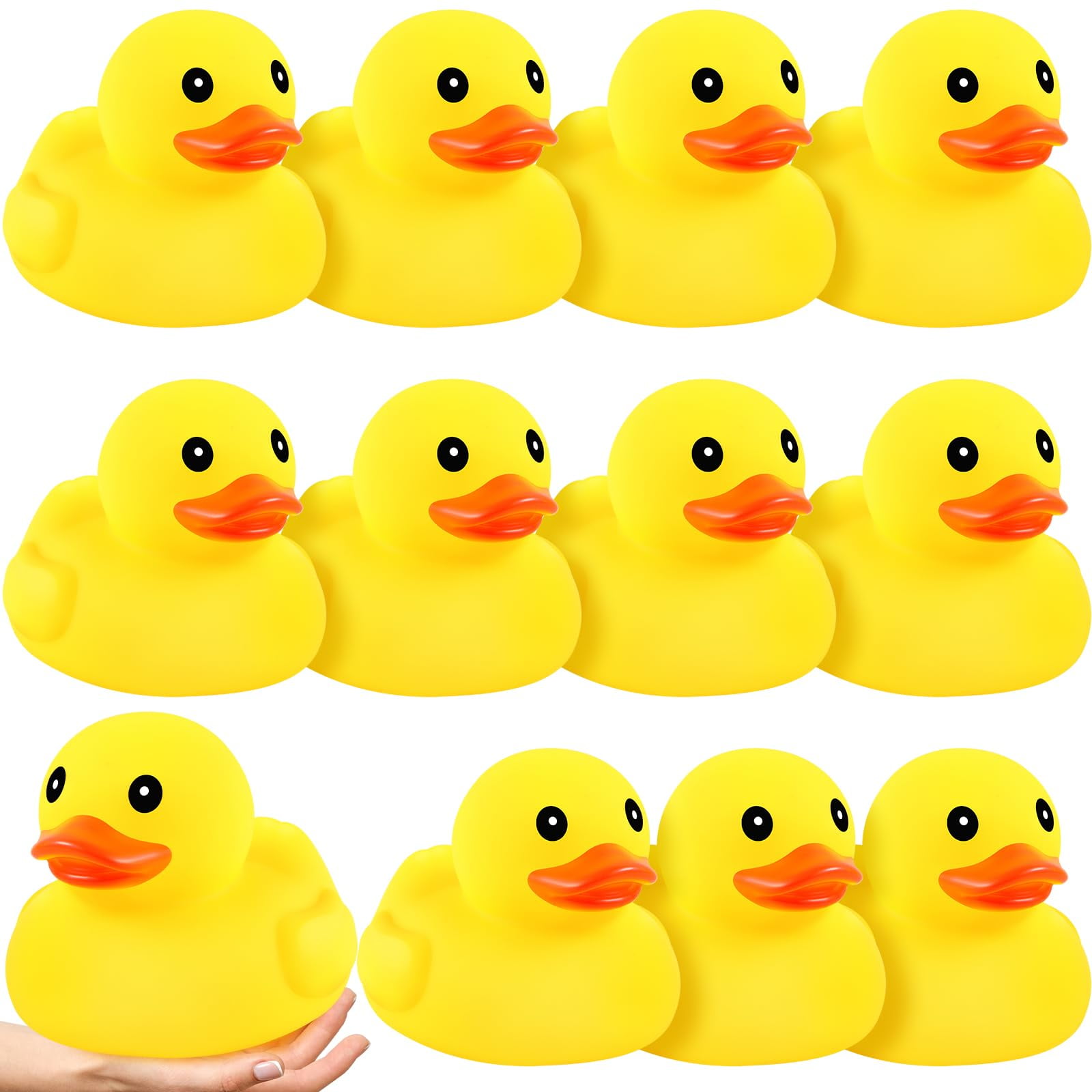 Deekin 12 Pcs Large Yellow Rubber Ducks Bulk Large Duck Bath Toy