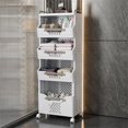 thumbnail image 4 of 4-Tier Rolling Storage Cart with Wheels, Mobile Kitchen Cart with Push Handle and Baskets, Large Capacity Utility Cart for Bathroom Laundry Room, 4 of 7