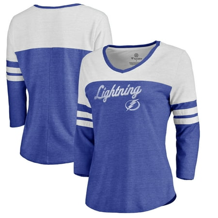 - Tampa Bay Lightning Fanatics Branded Women's Timeless Collection Rising Script Color Block 3/4 Sleeve Tri-Blend T-Shirt - Blue