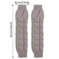 thumbnail image 2 of Women Girls Winter Elastic Soft Arm Warmers Fingerless  Mittens Thick Warm Long Knitted Gloves PURPLE, 2 of 8