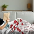 thumbnail image 3 of Love Soft Flannel Fleece Throw Blanket, Bird Sings Sitting Hearts Twitting Springtime Garden Oriental, Cozy Plush for Indoor and Outdoor Use, 70" x 90", Cadet Blue Mauve, by Ambesonne, 3 of 5