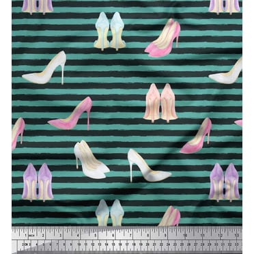Soimoi Cotton Poplin Fabric - Bat & Skull Halloween Print Stripe Fabric By The Yard, 56 Inch Wide