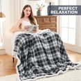 thumbnail image 2 of Sherpa Throw Blanket, Plaid Warm Cozy Soft Throw Blankets for Couch, Bed, Sofa，Reversible Fluffy Plush Flannel Fleece Blankets and Throws for Adults Women Men(Grey, 50”x 60”), 2 of 6