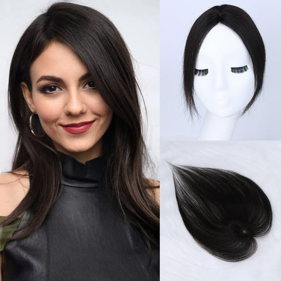 Xiao Hua Hair Toppers For Women Clip In Bangs Mocha Brown Human Hair Topper 360° Cover Wiglets Hairpieces For Thinning Hair Toppers Hair Pieces For Women，Black