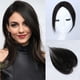 thumbnail image 1 of Zhuge Postizos para el cabello para mujeres, postizos con clip en el flequillo, postizos de cabello humano color marrón moca, postizos para cabello fino, postizos para mujeres, color negro, 1 of 2