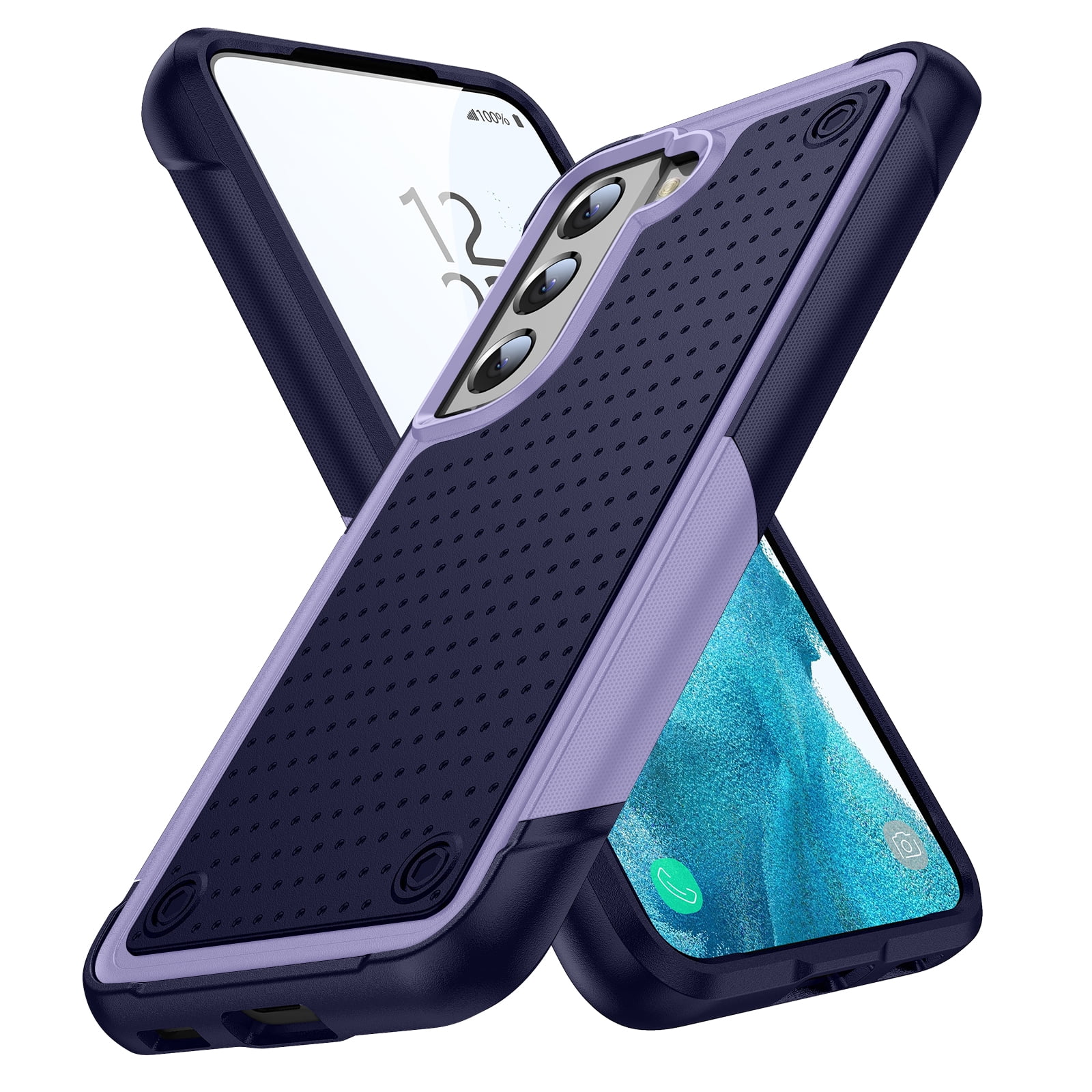 Nalacover Samsung Galaxy S10 Case, Heavy Duty 3 in 1 Rugged Shockproof Rugged Silicone Hybrid Hard PC Soft TPU Bumper Camera Raised Drop Protective Girls Women Boy Men Phone Covers, Lightpurple