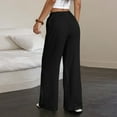 thumbnail image 6 of absuyy Women's Wide Leg Summer Pants Elastic High Waisted Boho Beach Pants Pleated Casual Trousers with Pockets Black M, 6 of 8