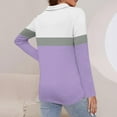 thumbnail image 3 of Lmnyox Women's Golf Shirts Quarter Zipper Long Sleeve Dressy Tops Lapel Collar Color Block Casual Blouses, 3 of 7