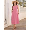 thumbnail image 6 of Women's Dresses Long Sundresses Plaid Striped Pockets Maxi Dress for Summer Casual Beach Vacation Red XL, 6 of 9