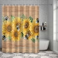 thumbnail image 6 of Bathroom Shower Curtain Vintage Farm Yellow Sunflowers Leaves Waterproof Shower Curtains with Hooks, Retro Wood Board Bath Curtains Bathtub Curtain Home Decor 36x72in, 6 of 9