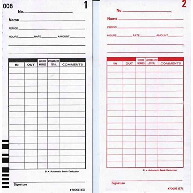 1000 Compumatic X10 Cartes de Temps pour TG1000 et TG1000E