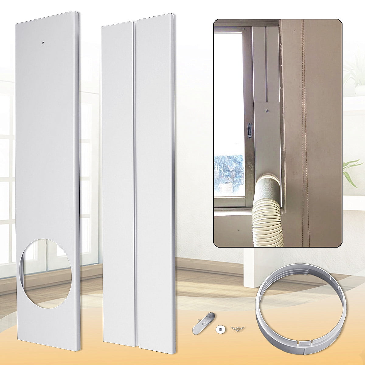 26~47' Adjustable Length Window Kit Plate Set 6' Diameter Adaptor For Portable Air Conditioner