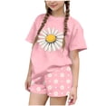 thumbnail image 5 of Girls Summer 2 Piece Outfits Leisure Printing Round Neck Short Sleeves Top and Polka Dots Shorts Two Piece Set For Kids Cute Casual Daily Wear 3-15 Years, 5 of 6