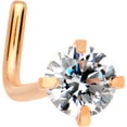 thumbnail image 2 of Body Candy Rose Gold Tone IP Steel 3mm Clear Accent L-Shape Nose Ring 20 Gauge 1/4", 2 of 3